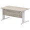 Impulse 1400mm Rectangular Desk, Silver Cable Managed Leg, Grey Oak