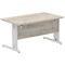 Impulse 1400mm Rectangular Desk, Silver Cable Managed Leg, Grey Oak