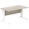 Impulse 1400mm Rectangular Desk, White Cable Managed Leg, Grey Oak