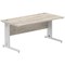 Impulse 1600mm Rectangular Desk, Silver Cable Managed Leg, Grey Oak