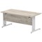 Impulse 1600mm Rectangular Desk, Silver Cable Managed Leg, Grey Oak