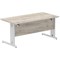 Impulse 1600mm Rectangular Desk, Silver Cable Managed Leg, Grey Oak