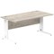 Impulse 1600mm Rectangular Desk, White Cable Managed Leg, Grey Oak