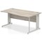 Impulse Plus 1600mm Wave Desk, Right Hand, Cable Managed Silver Legs, Grey Oak
