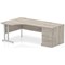 Impulse 1600mm Corner Desk with 800mm Desk High Pedestal, Left Hand, Silver Cantilever Leg, Grey Oak