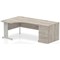 Impulse 1600mm Corner Desk with 800mm Desk High Pedestal, Left Hand, Silver Cable Managed Leg, Maple