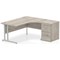 Impulse 1600mm Corner Desk with 600mm Desk High Pedestal, Right Hand, Silver Cantilever Leg, Grey Oak