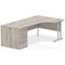 Impulse 1600mm Corner Desk with 800mm Desk High Pedestal, Right Hand, Silver Cantilever Leg, Grey Oak