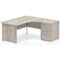Impulse 1600mm Corner Desk with 600mm Desk High Pedestal, Right Hand, Panel End Leg, Grey Oak