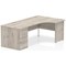 Impulse 1600mm Corner Desk with 800mm Desk High Pedestal, Right Hand, Panel End Leg, Grey Oak
