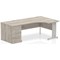 Impulse 1600mm Corner Desk with 800mm Desk High Pedestal, Right Hand, Silver Cable Managed Leg, Grey Oak