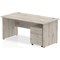Impulse 1600mm Rectangular Desk, Panel End Leg, 3 Drawer Mobile Pedestal, Grey Oak