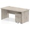 Impulse 1600mm Rectangular Desk, Panel End Leg, 2 Drawer Mobile Pedestal, Beech