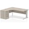 Impulse 1800mm Corner Desk with 600mm Desk High Pedestal, Left Hand, Silver Cable Managed Leg, Grey Oak