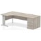 Impulse 1800mm Corner Desk with 800mm Desk High Pedestal, Left Hand, Silver Cable Managed Leg, Grey Oak