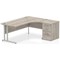 Impulse 1800mm Corner Desk with 600mm Desk High Pedestal, Right Hand, Silver Cantilever Leg, Grey Oak