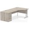 Impulse 1800mm Corner Desk with 800mm Desk High Pedestal, Right Hand, Silver Cantilever Leg, Grey Oak