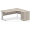 Impulse 1800mm Corner Desk with 600mm Desk High Pedestal, Right Hand, Silver Cable Managed Leg, Grey Oak