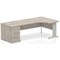 Impulse 1800mm Corner Desk with 800mm Desk High Pedestal, Right Hand, Silver Cable Managed Leg, Grey Oak