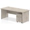 Impulse 1800mm Rectangular Desk, Panel End Leg, 3 Drawer Mobile Pedestal, Grey Oak