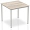 Impulse Square Table, 800mm, Grey Oak, Silver Box Frame Leg