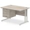 Impulse 1200mm Rectangular Desk, Silver Legs, 2 Drawer Pedestal, Grey Oak