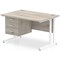 Impulse 1200mm Rectangular Office Desk With Fixed 3 Drawer Pedestal, White Cantilever Leg, Grey Oak