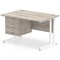 Impulse 1200mm Rectangular Desk, White Legs, 3 Drawer Pedestal, Grey Oak