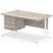 Impulse 1400mm Rectangular Desk, White Legs, 3 Drawer Pedestal, Grey Oak