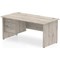 Impulse 1600mm Rectangular Desk With 2 Drawer Fixed Pedestal, Panel End Leg, Grey Oak