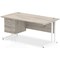 Impulse 1600mm Rectangular Office Desk With Fixed 3 Drawer Pedestal, White Cantilever Leg, Grey Oak