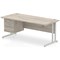 Impulse 1800mm Rectangular Desk, Silver Legs, 2 Drawer Pedestal, Grey Oak