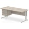 Impulse 1800mm Rectangular Office Desk With Fixed 3 Drawer Pedestal, Silver Cantilever Leg, Grey Oak