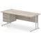 Impulse 1800mm Rectangular Desk, Silver Legs, 3 Drawer Pedestal, Grey Oak