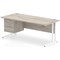 Impulse 1800mm Rectangular Desk, White Legs, 2 Drawer Pedestal, Grey Oak