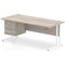 Impulse 1800mm Rectangular Office Desk With Fixed 3 Drawer Pedestal, White Cantilever Leg, Grey Oak