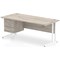Impulse 1800mm Rectangular Desk, White Legs, 3 Drawer Pedestal, Grey Oak