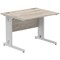 Impulse 1000mm Rectangular Desk, Silver Cable Managed Leg, Grey Oak