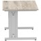 Impulse 1000mm Rectangular Desk, Silver Cable Managed Leg, Grey Oak