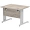 Impulse 1000mm Rectangular Desk, Silver Cable Managed Leg, Grey Oak