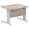 Impulse 1000mm Rectangular Desk, Silver Cable Managed Leg, Grey Oak