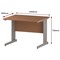 Impulse Plus 1000mm Rectangular Desk, Cable Managed Silver Legs, Beech