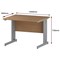 Impulse Plus 1000mm Rectangular Desk, Cable Managed Silver Legs, Oak