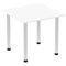 Impulse Square Table, 800mm, White, Brushed Aluminium Post Leg