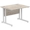 Impulse 1000mm Rectangular Desk, Silver Cantilever Leg, Grey Oak