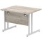 Impulse 1000mm Rectangular Desk, Silver Cantilever Leg, Grey Oak