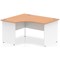 Impulse 1400mm Two-Tone Corner Desk, Left Hand, White Panel End Leg, Oak