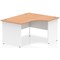 Impulse 1400mm Two-Tone Corner Desk, Right Hand, White Panel End Leg, Oak