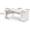 Impulse 1600mm Corner Desk, Left Hand, White Cantilever Leg, Beech, With 800mm Deep Desk High Pedestal