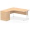 Impulse 1600mm Corner Desk with 600mm Desk High Pedestal, Left Hand, White Cantilever Leg, Maple